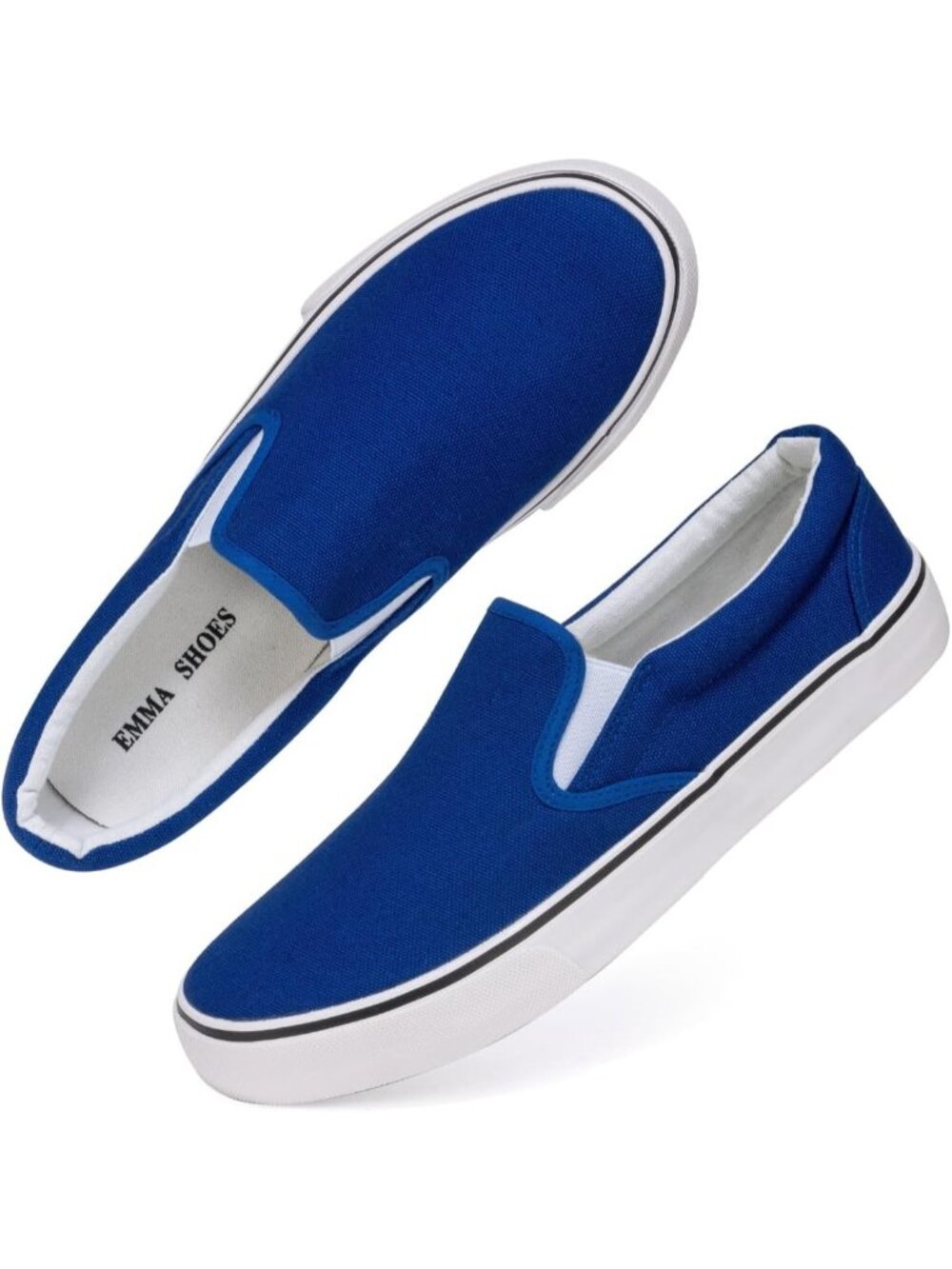 Women's Cobalt Round Toe Padded Insole Collar Canvas Easy Slip On Sneaker Shoes